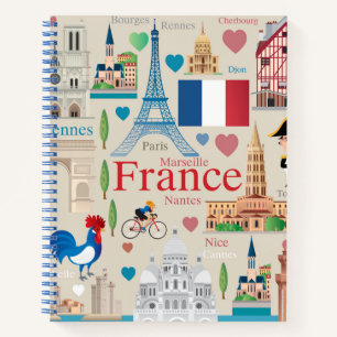 Cute France Icons Notitieboek
