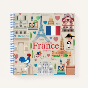Cute France Icons Notitieboek