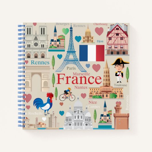 Cute France Icons Notitieboek (Voorkant)