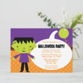 Cute Frankenstein Halloween Costume Invitation (Debout devant)