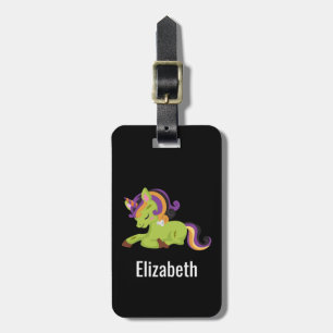 Cute Frankenstein Unicorn Halloween Bagagelabel