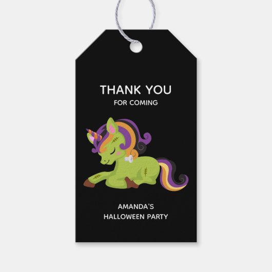 Cute Frankenstein Unicorn Halloween Cadeaulabel (Voorkant)