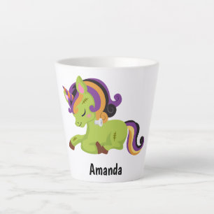 Cute Frankenstein Unicorn Halloween Latte Mok