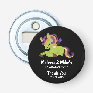 Cute Frankenstein Unicorn Halloween Party Button Flesopener