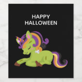 Cute Frankenstein Unicorn Halloween Party Wijn Etiket (Enkel label)