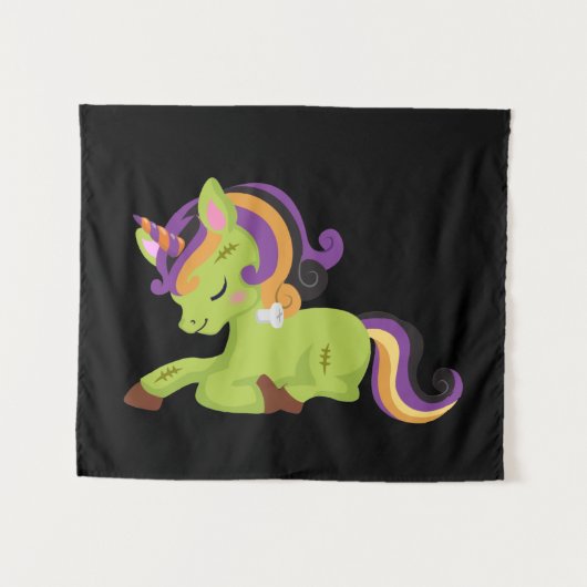 Cute Frankenstein Unicorn Halloween Wandkleed (Voorkant (horizontaal))