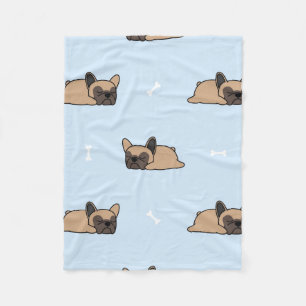 Cute franse buldog puppy die naadloos slaapt fleece deken