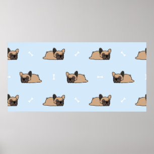 Cute franse buldog puppy die naadloos slaapt poster