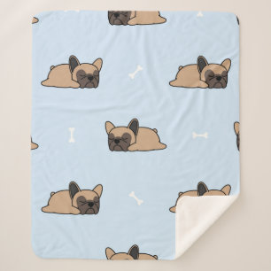 Cute franse buldog puppy die naadloos slaapt sherpa deken
