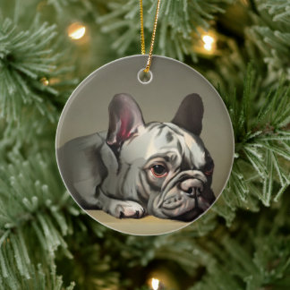 Cute franse bulldog keramisch ornament