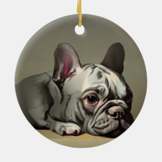 Cute franse bulldog keramisch ornament (Achterkant)