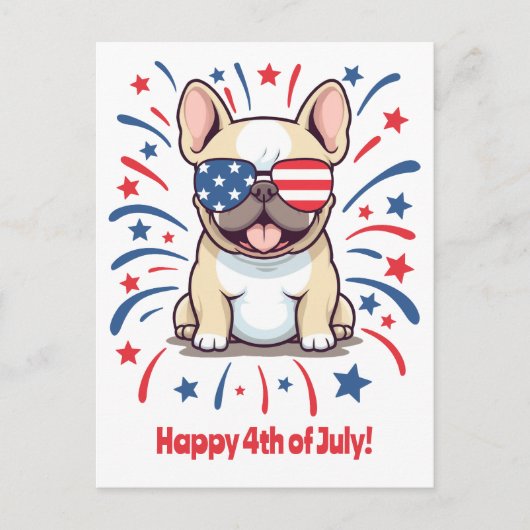 Cute French Bulldog, 4 juli Briefkaart (Voorkant)