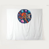 Cute French Bulldog Astronaut Playing Guitar – Fun Wandkleed (Voorkant (horizontaal))