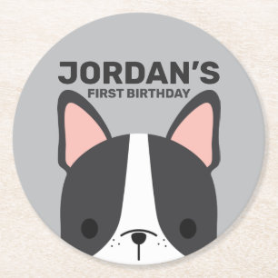 Cute French Bulldog Birthday Ronde Kartonnen Onderzetter