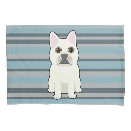 Cute French Bulldog Blue Striped Kussensloop (Voorkant)