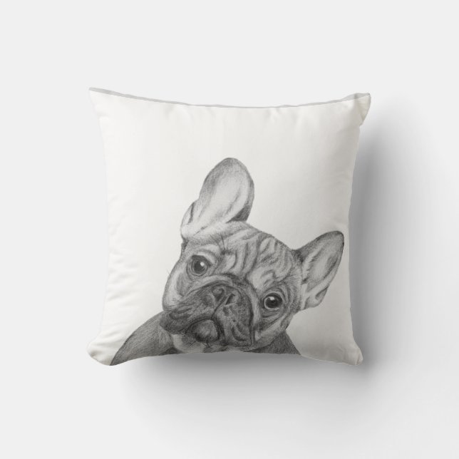 Cute French Bulldog buffer by Tracy Stone Kussen (Voorkant)