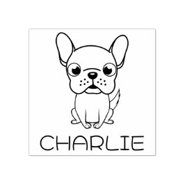 Cute French Bulldog Cartoon Wooden Art Rubberstempel