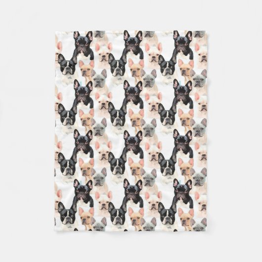 Cute French Bulldog Dog Fleece Deken (Voorkant)