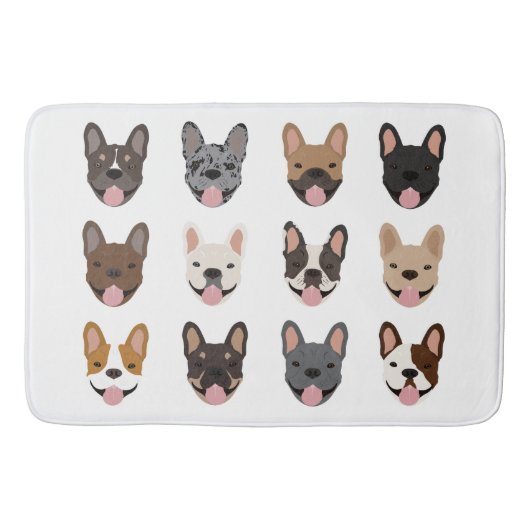 Cute French Bulldog Faces Pattern Badmat (Voorkant)