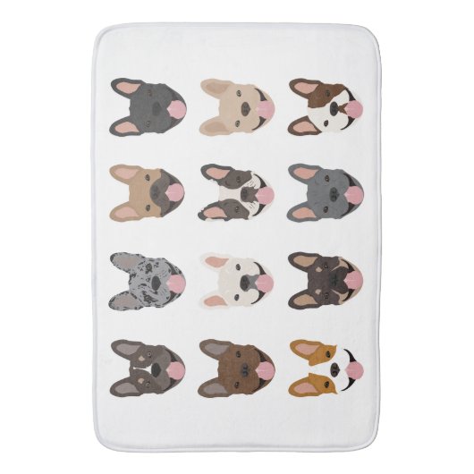 Cute French Bulldog Faces Pattern Badmat (Voorkant Verticaal)