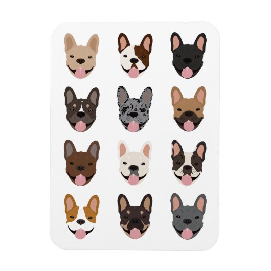 Cute French Bulldog Faces Pattern Magneet (Verticaal)