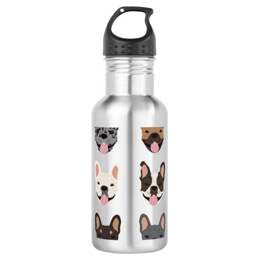 Cute French Bulldog Faces Pattern Waterfles (Voorkant)