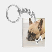 Cute French Bulldog Frenchie Puppy Name Sleutelhanger (Voorkant Links)