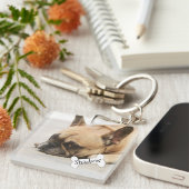 Cute French Bulldog Frenchie Puppy Name Sleutelhanger (Voorkant Rechts)