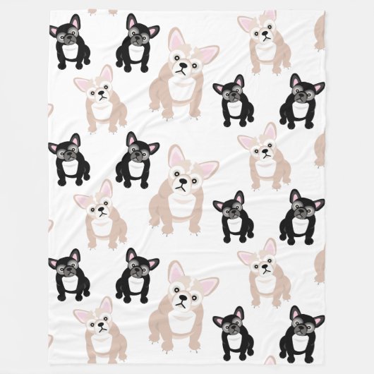 Cute French Bulldog Frenchies Pattern Fleece Deken (Voorkant)