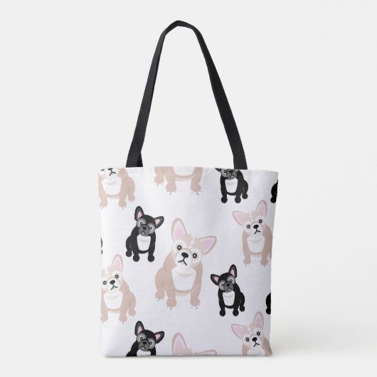 Cute French Bulldog Frenchies Pattern Tote Bag (Achterkant)