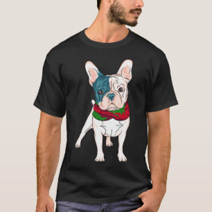 Cute French Bulldog kerstpop met rood en groen T-shirt