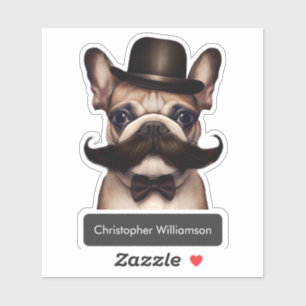 Cute French Bulldog Kinder Name Sticker