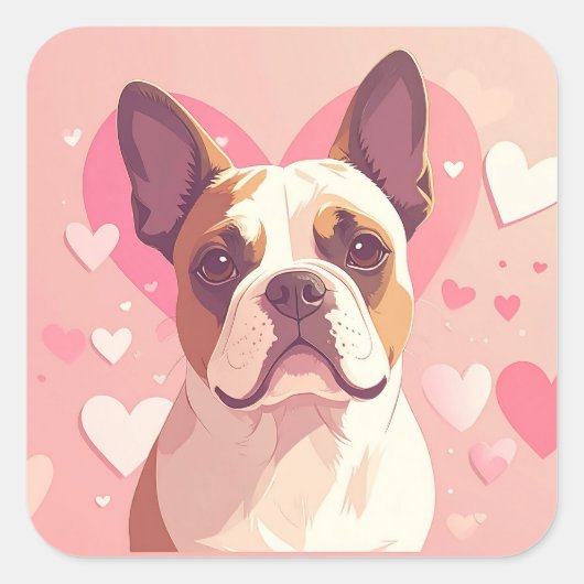 Cute French Bulldog Love Sticker (Devant)
