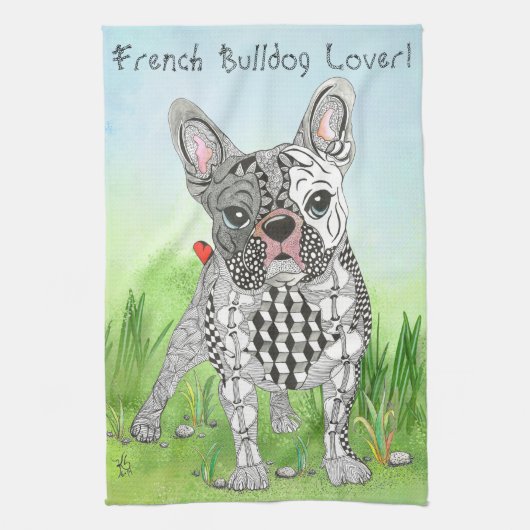 Cute French Bulldog Lover Serviette de cuisine (Vertical)
