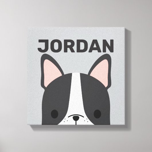 Cute French Bulldog met Personalized Name Canvas (Voorkant)