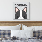 Cute French Bulldog met Personalized Name Canvas Afdruk (Insitu (Slaapkamer))