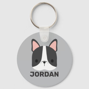 Cute French Bulldog met Personalized Name Keychai Sleutelhanger