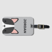 Cute French Bulldog met Persoonlijke naam Bagagelabel (Voorkant (horizontaal))