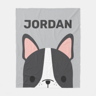 Cute French Bulldog met Persoonlijke naam Fleece Deken