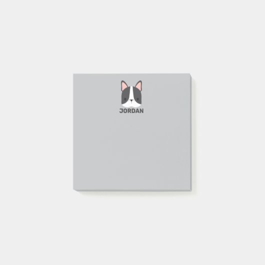 Cute French Bulldog met Persoonlijke naam Post-it® Notes (Voorkant)