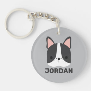 Cute French Bulldog met Persoonlijke naam Sleutelhanger