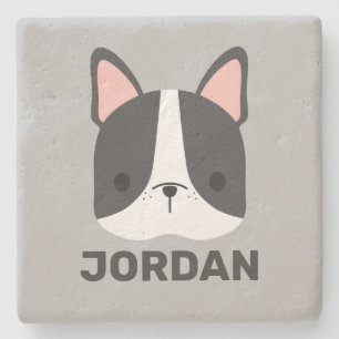 Cute French Bulldog met Persoonlijke naam Stenen Onderzetter