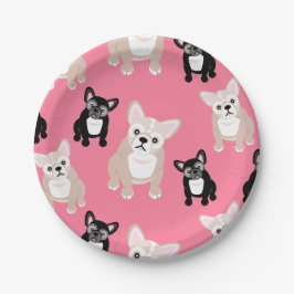Cute French Bulldog Pattern roze Party Cake Papieren Bordje