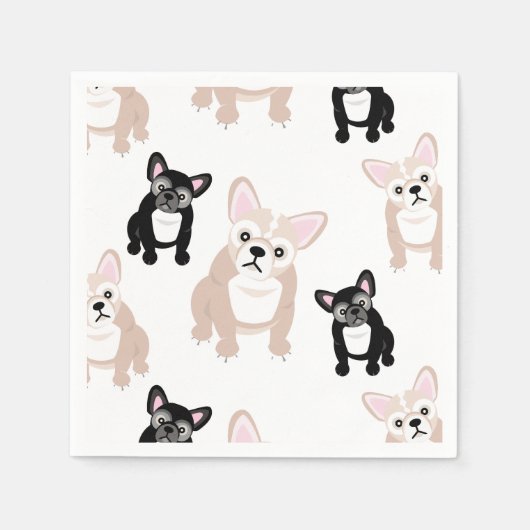 Cute French Bulldog Pattern Servetten (Voorkant)