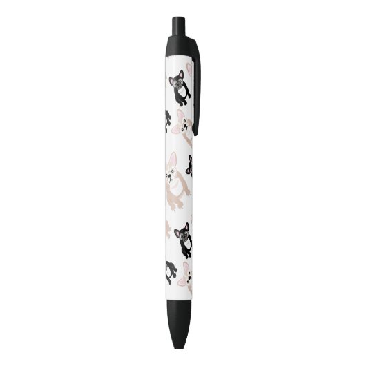 Cute French Bulldog Pattern Zwarte Inkt Pen (Achterkant (Verticaal))