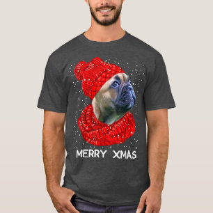 Cute French Bulldog Pet Scarf Merry Xmas Snow T-shirt