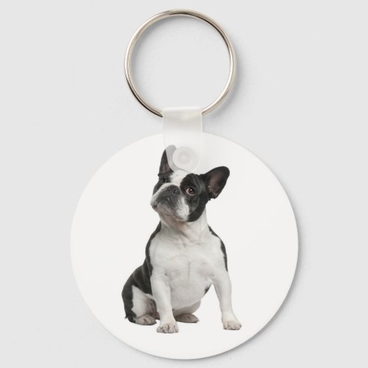 Cute French Bulldog Puppy Dog Sleutelhanger (Voorkant)