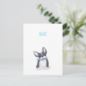 Cute French bulldog puppy "Oh hi!" briefkaart (Staand voorkant)