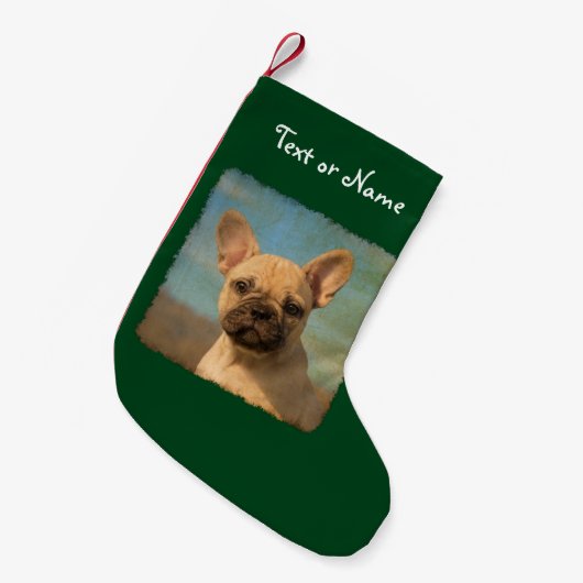 Cute French Bulldog Puppy - Persoonlijke kerstman Kleine Kerstsok (Voorkant (Hangend))