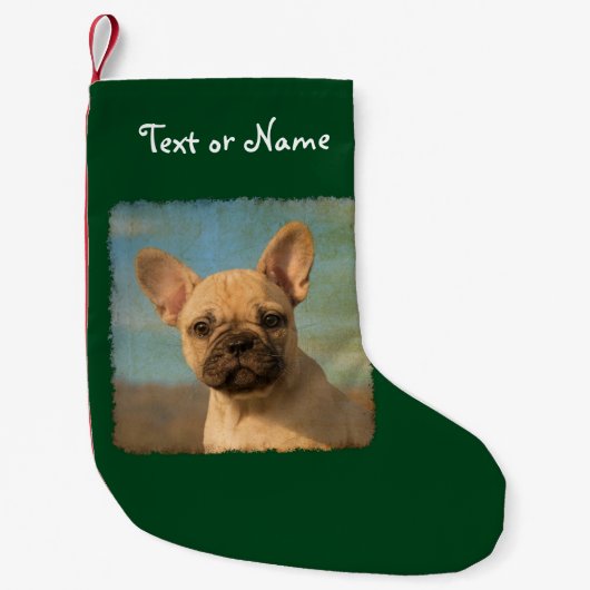 Cute French Bulldog Puppy - Persoonlijke kerstman Kleine Kerstsok (Voorkant)